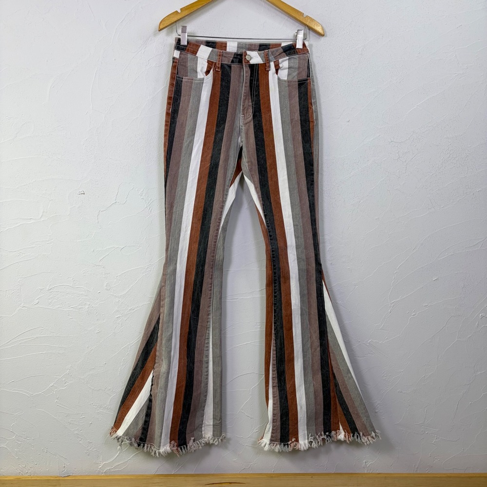 Altar'd State Stripe Flare Jeans Womens Small Boho Western Cowgirl Hippie 26x34